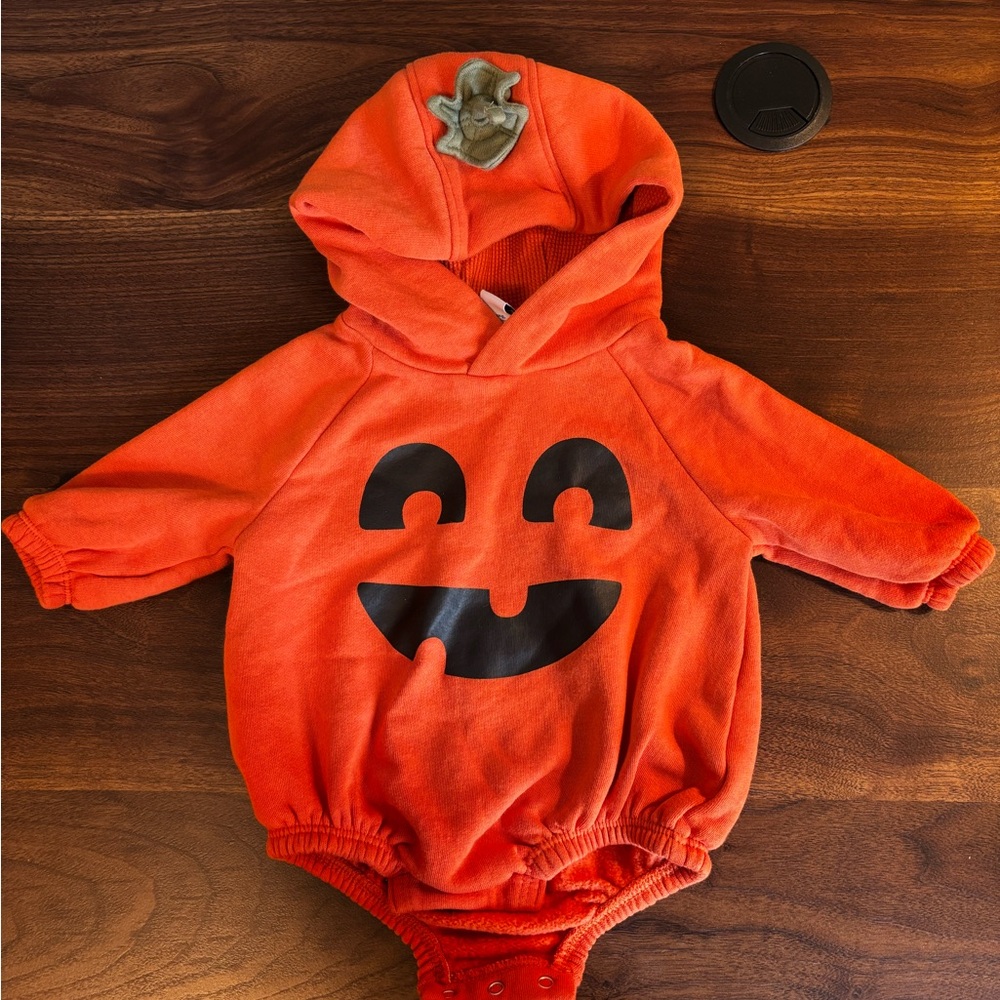 Old Navy Orange Pumpkin Bubble Romper 0-3 Month